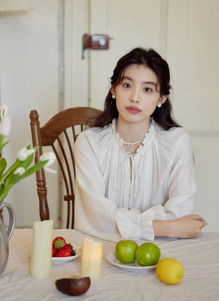 Elegant French-Style Cotton-Linen Shirt with Inner Camisole