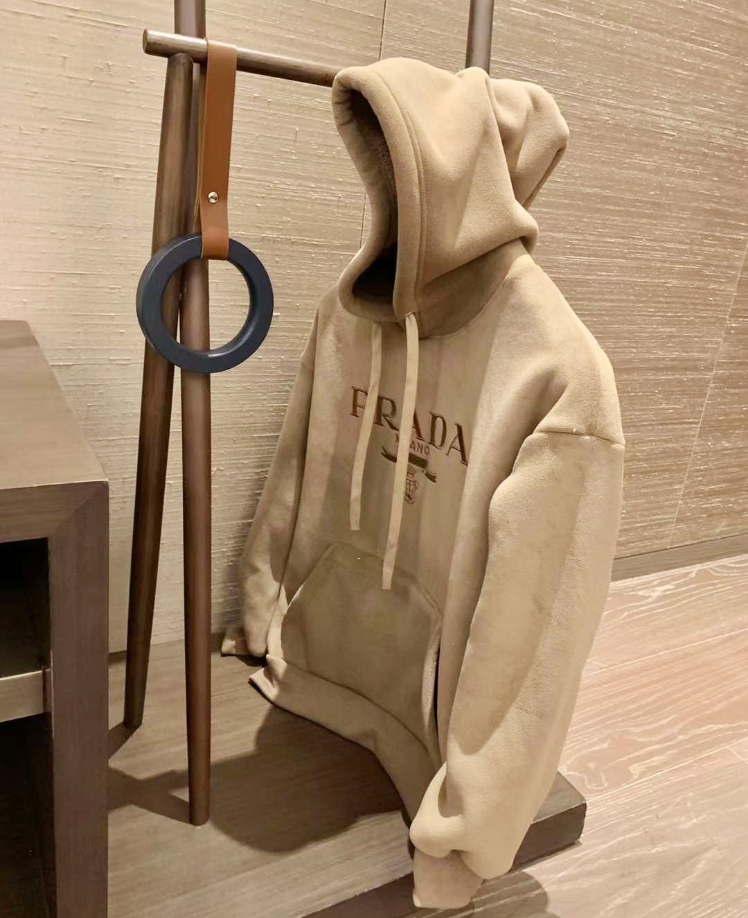Hooded Thickened Fleece-lined Sweatshirt with Letter Embroidery