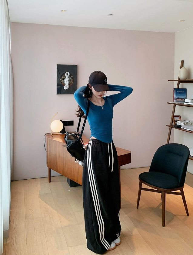 American-Style Striped Eco Cotton Drawstring Lounge Pants