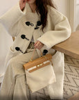 Wool-Blend Eco Faux Fur Mid-Length Coat