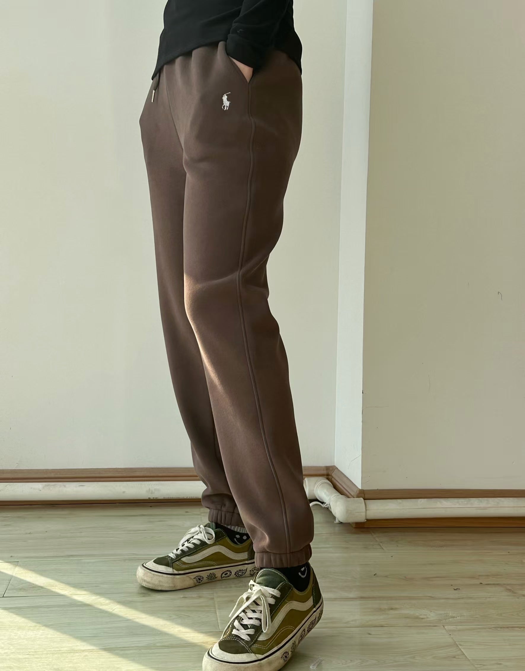 Fleece-Lined Joggers with Pony Embroidery