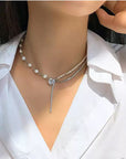 Pearl and Diamond Heart Necklace