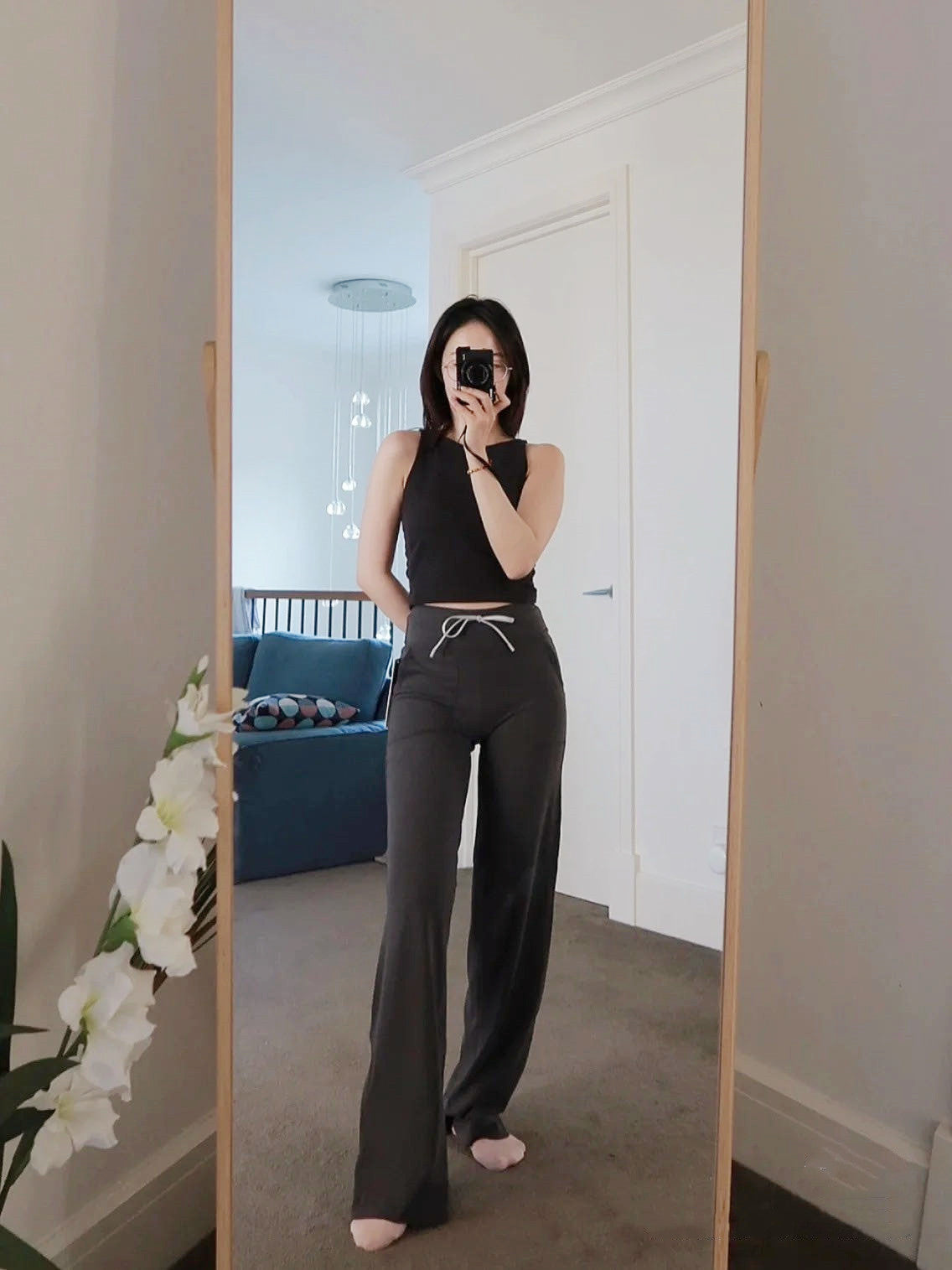 Throwback Still Series of Floor-Length Yoga Casual Sweatpants