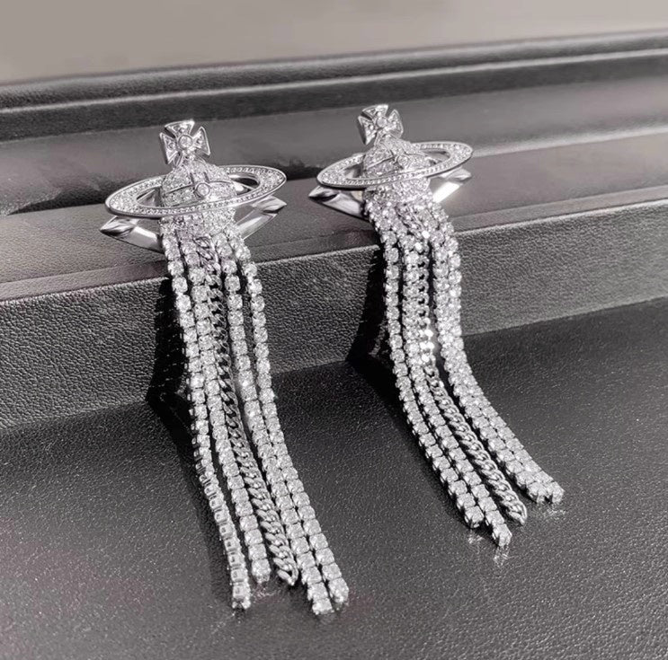 Saturn Tassel Stud Earrings