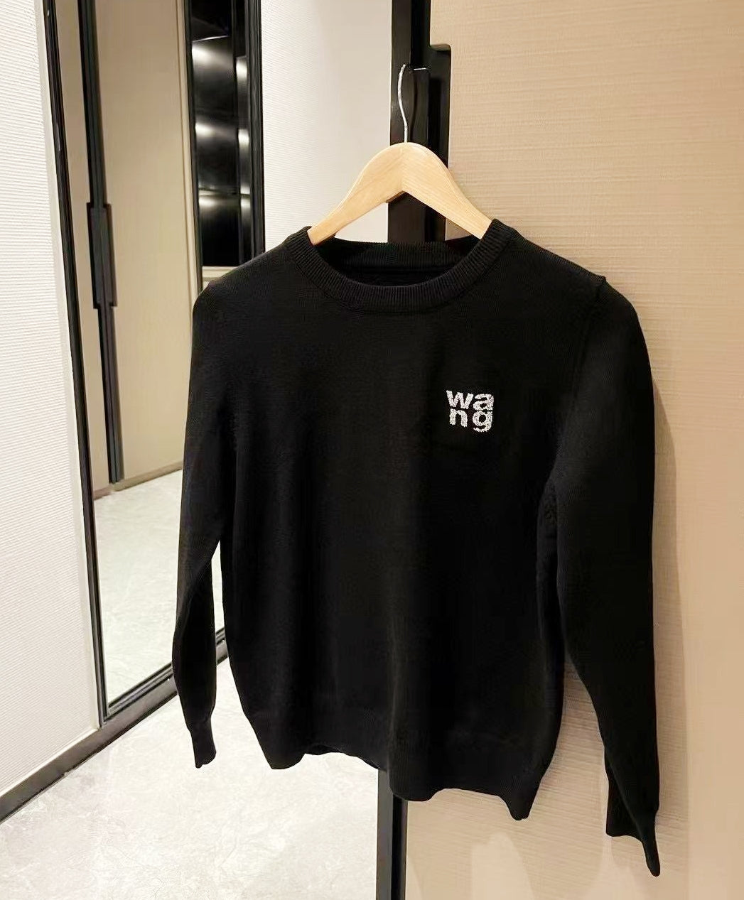 Rhinestone AW Logo Thick Knit Set