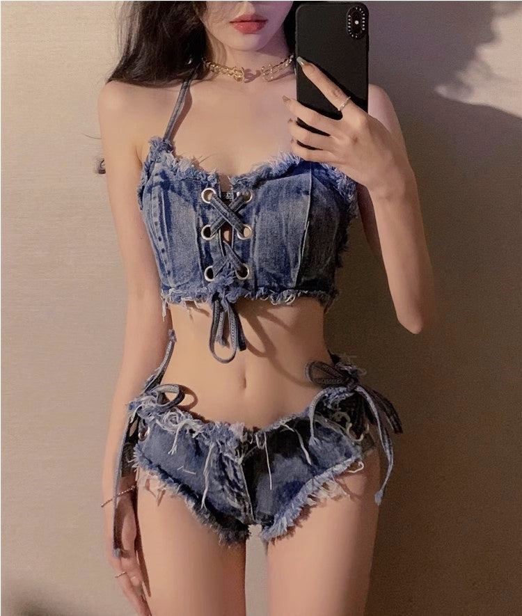 Spicy Girl Denim Bikini 2-Piece Set