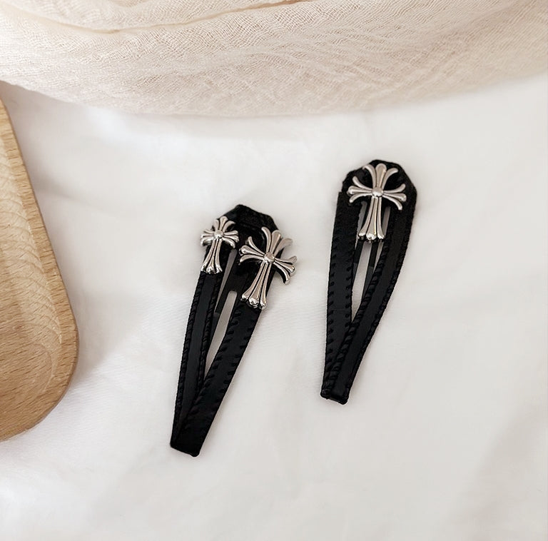 Kroheart Leather Side Hair Clips (Set of 6, 3 Pairs)