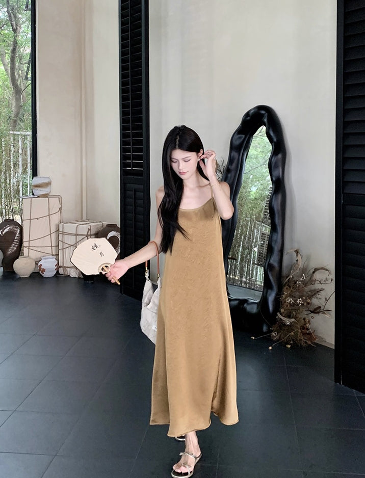 New Chinese Style Zen 2-Piece Set with Stand Collar Embroidered Top + Cami Dress