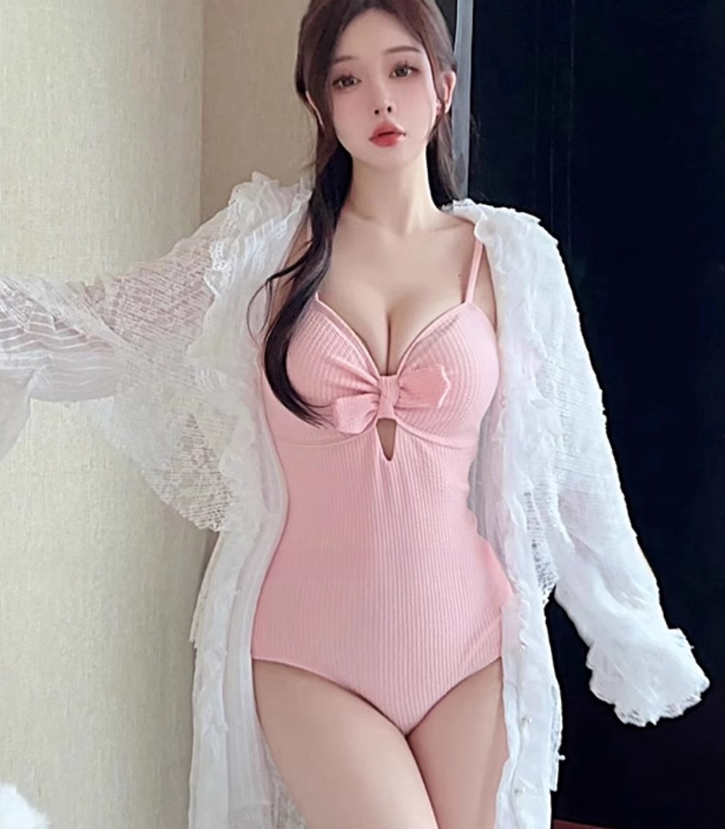 Korean Style One-Piece Bow Swimsuit