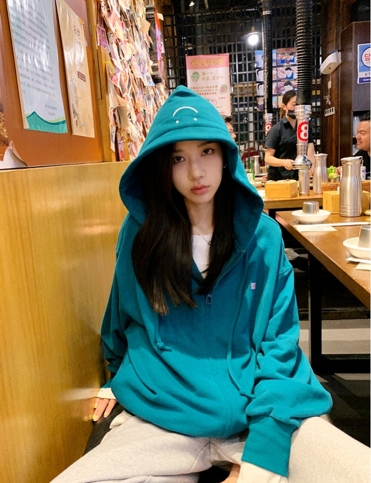 Gawk Embroidered Smiley Face Hoodie