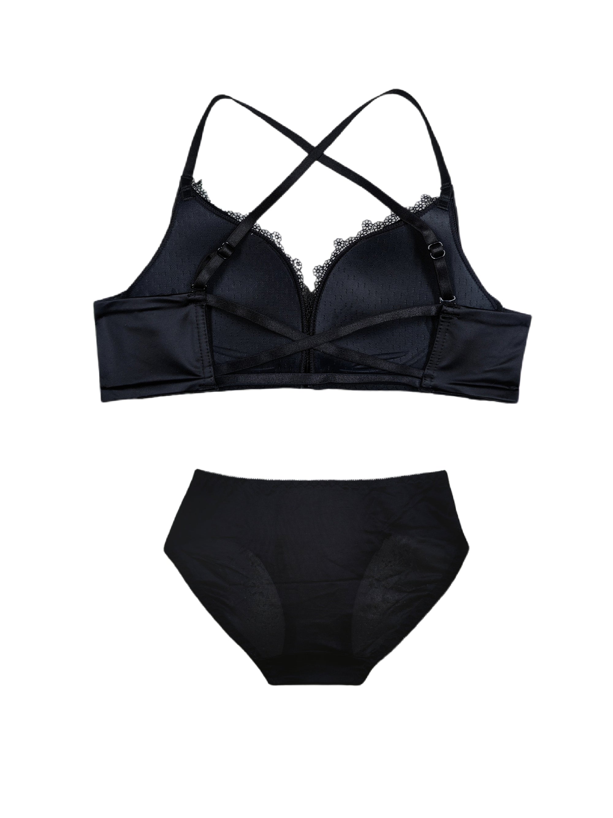 Golden Satin Cross-Back Front-Closure Bra