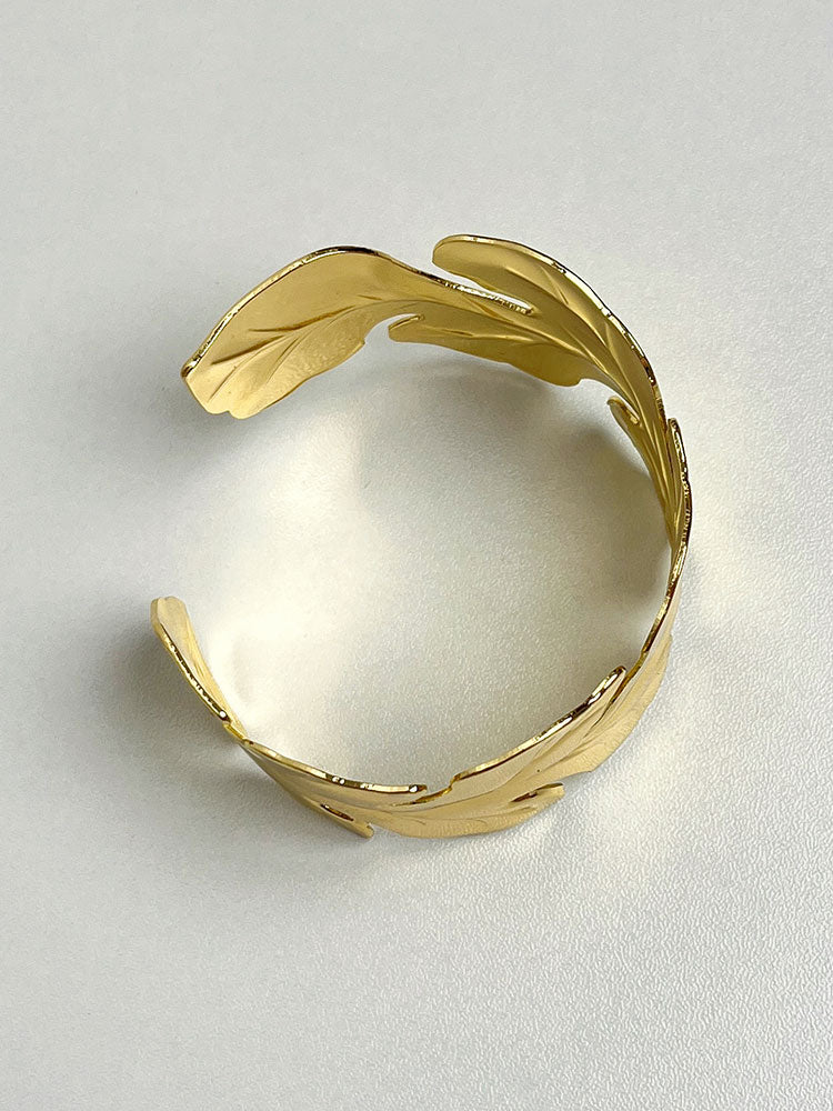 Luxe Leaf Open Bangle Bracelet