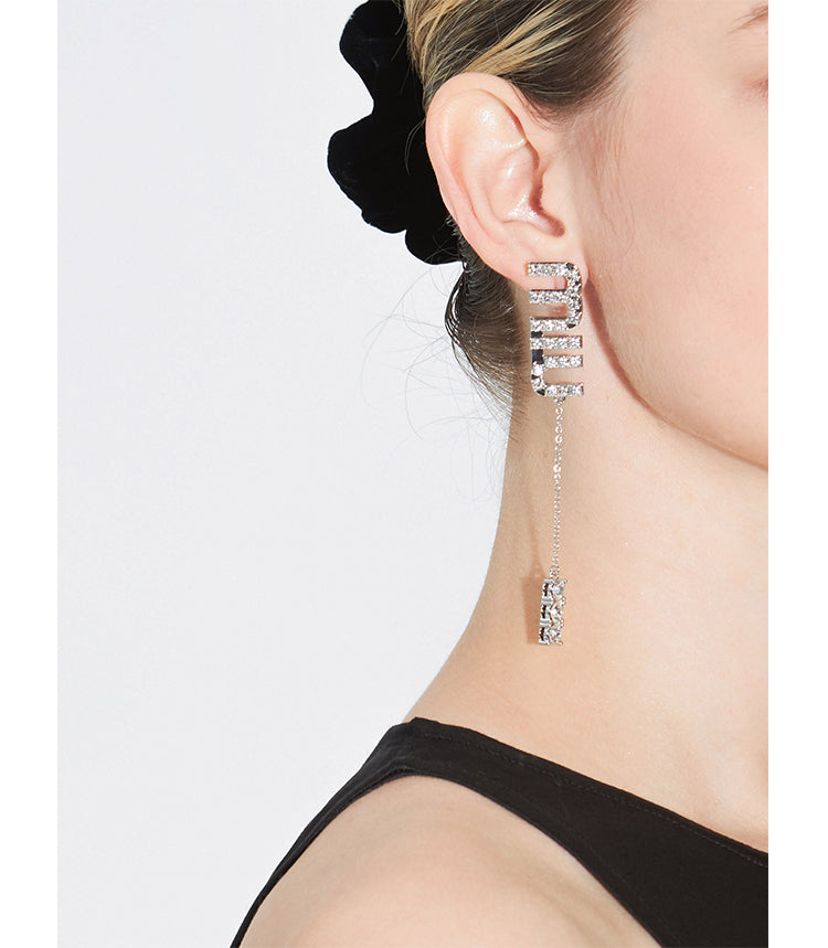 Luxurious Full Rhinestone Letter Earrings