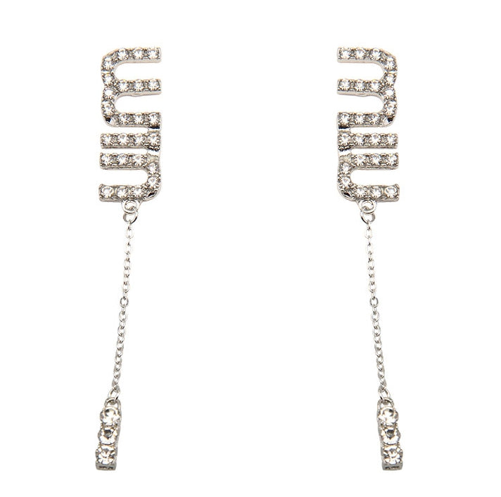 Luxurious Full Rhinestone Letter Earrings