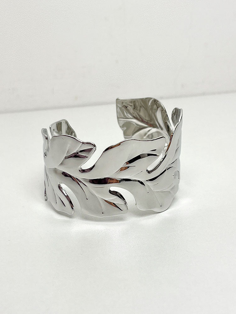 Luxe Leaf Open Bangle Bracelet